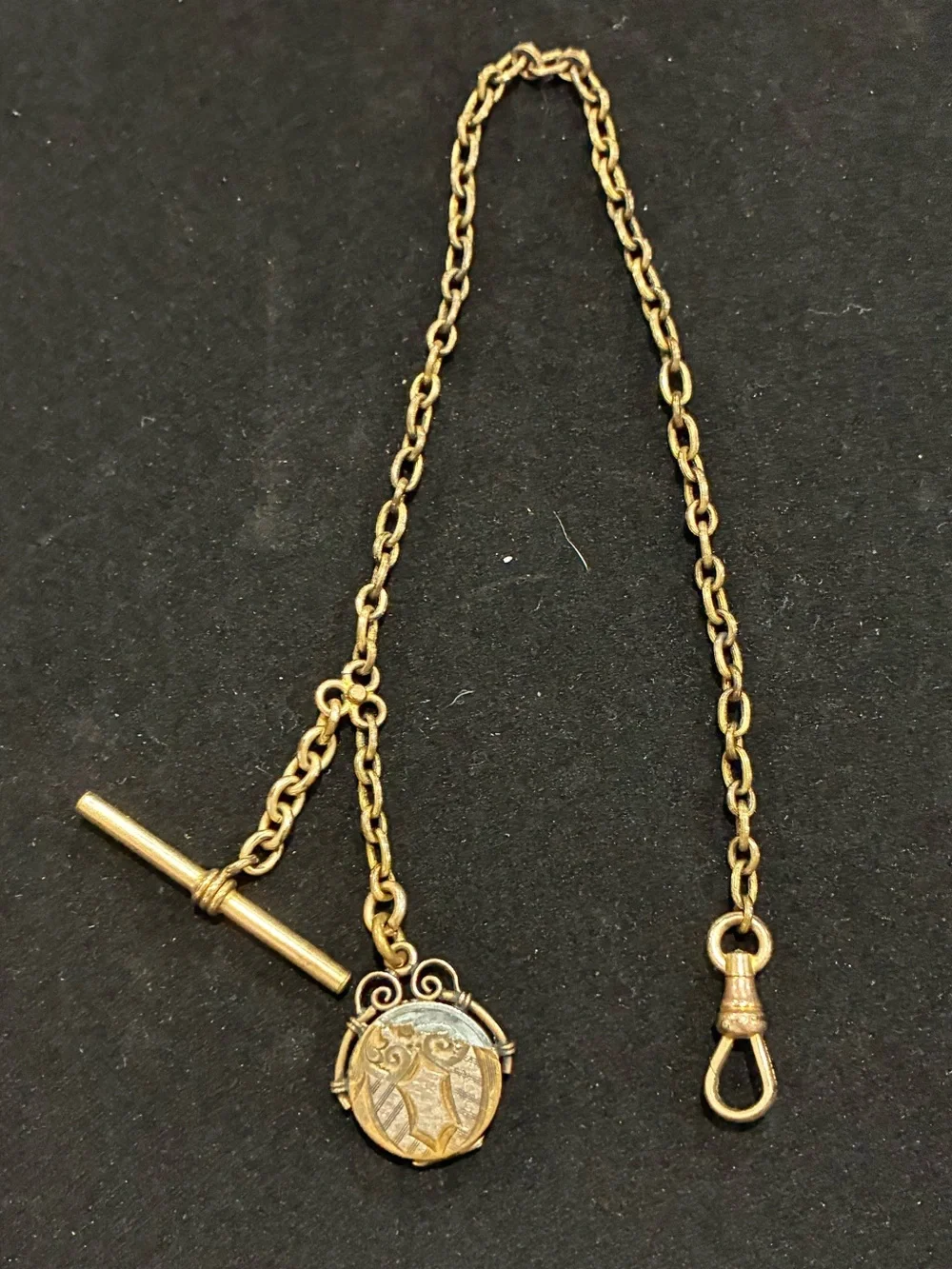 Antique Victorian Gold Filled Albert Pocket Watch Chain & Locket Fob
